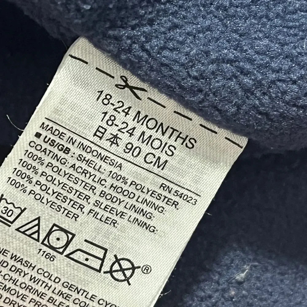GAP Baby Navy Blue Fleece Puffer Coat 24M